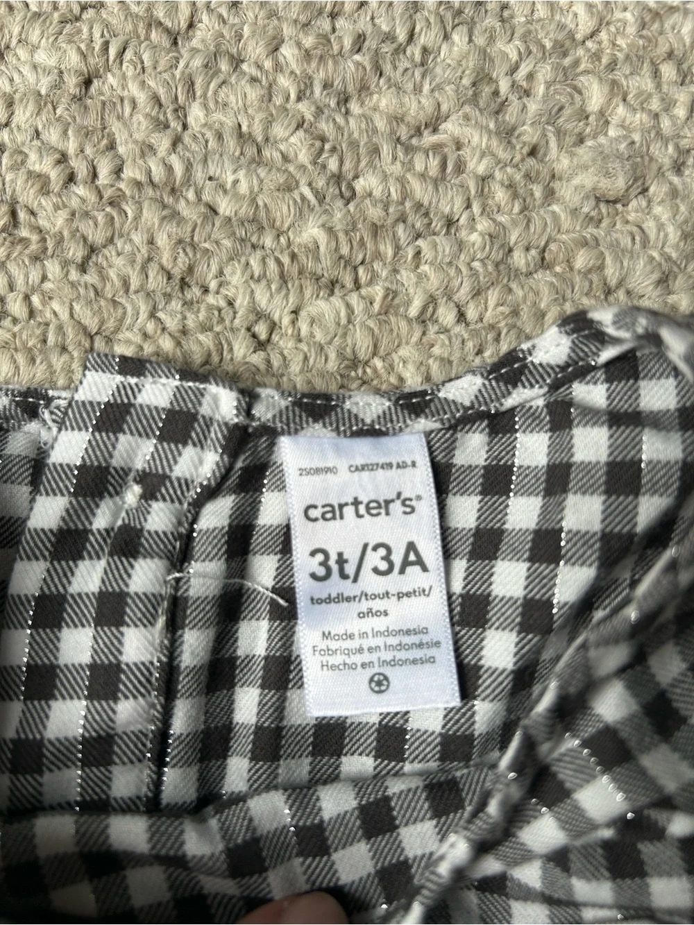 Carter's Black & White Gingham Ruffle Tunic
